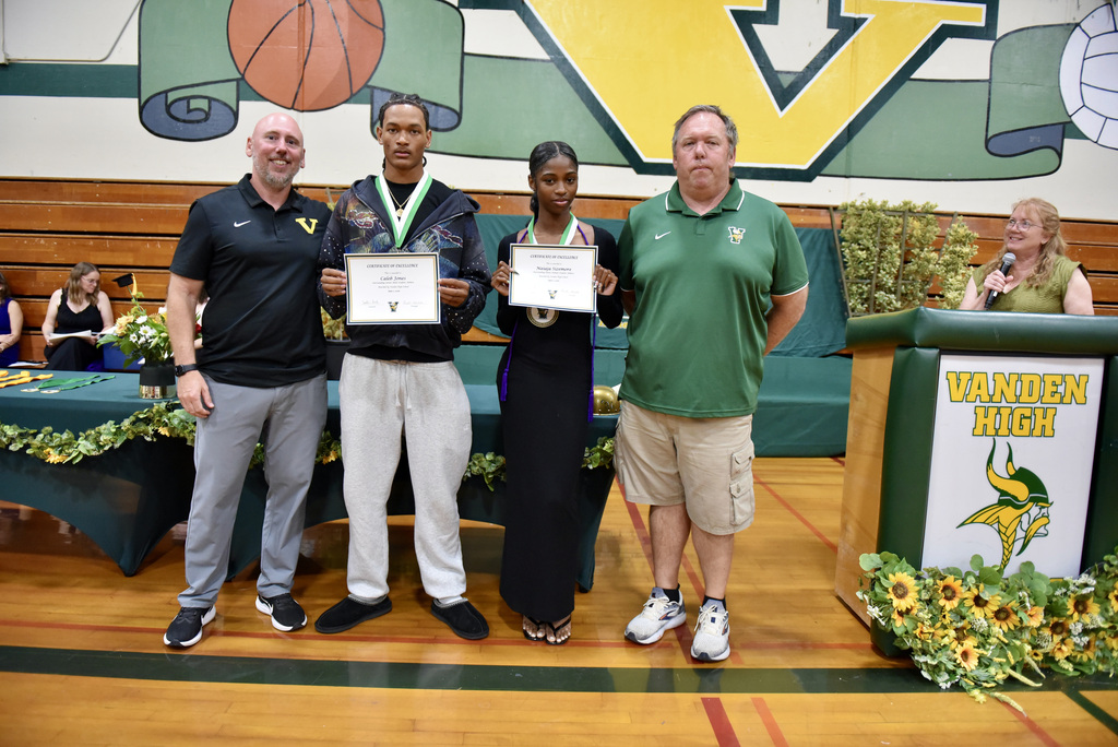 VANDEN VIKINGS,  TOP ATHLETES OF THE YEAR , THE HONOR GOES TO  -  CALEB JONES , FOOTBALL  & NAIAJA SIZEMORE, TRACK