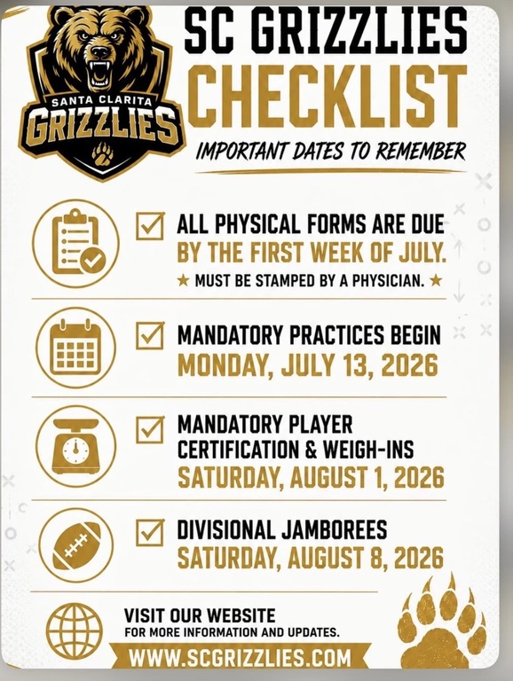 SC Grizzlies Important Dates