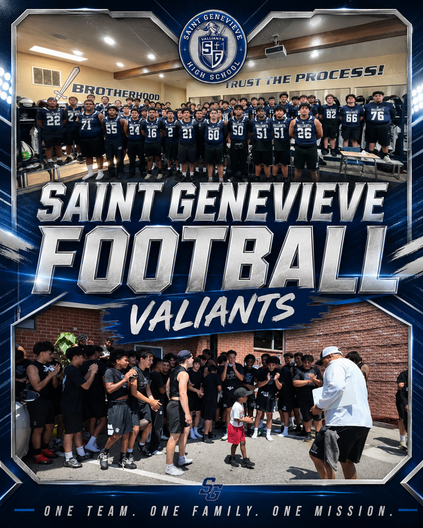 Brotherhood. Hard work. Trust the process. Saint Genevieve Football is putting in the work and building something special together. Go Valiants! ⚔️🏈