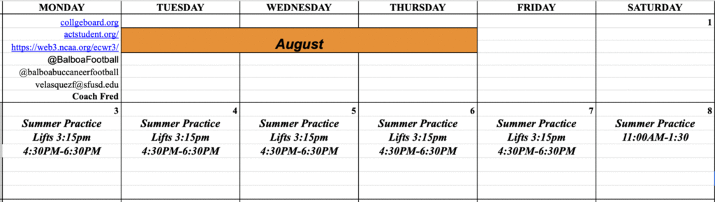 This upcoming weeks practice.