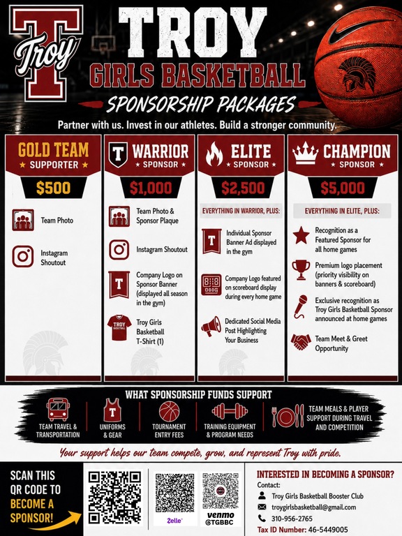 Troy GBB WarriorWay Sponsorship Opportunities!!!!!