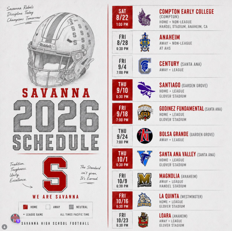 It’s time WE ARE excited. WE ARE hungry and WE ARE ready for the 2026 football season. Kicking off in less than 2 weeks..

WE ARE Savanna !!!