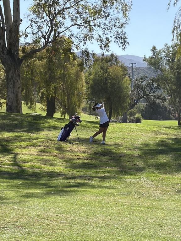 Eliana hits her approach on the 9th during League #1 at Vista Valencia.