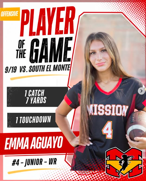 Game 2, another Diablos WIN! 🔥💪 Shoutout to our Players of the Game from our 34–0 win against South El Monte at our MVHS Girls Flag Football Tournament on 9/19! 🏈

OFFENSIVE Emma Aguayo #4 | Junior | WR 1 catch for 7 yards 1 touchdown