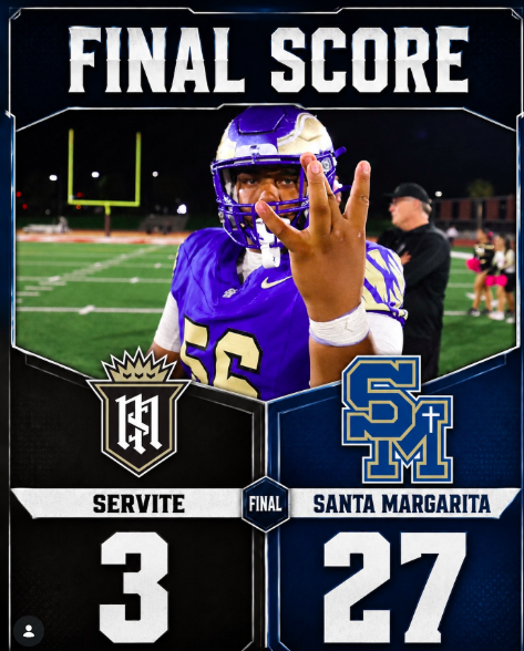 Santa Margarita stays undefeated in Trinity league play as they take down Servite 27-3!