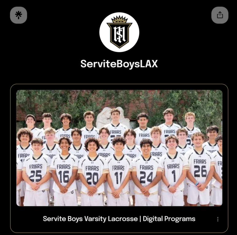 Click here for Virtual Gameday Program - https://linktr.ee/ServiteBoysLAX
