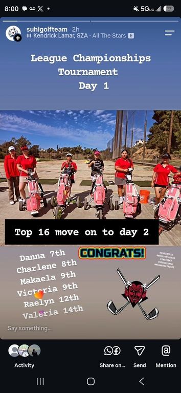 After winning league champship, we took 6 players to championship tournament and all 6 made 2nd day.
