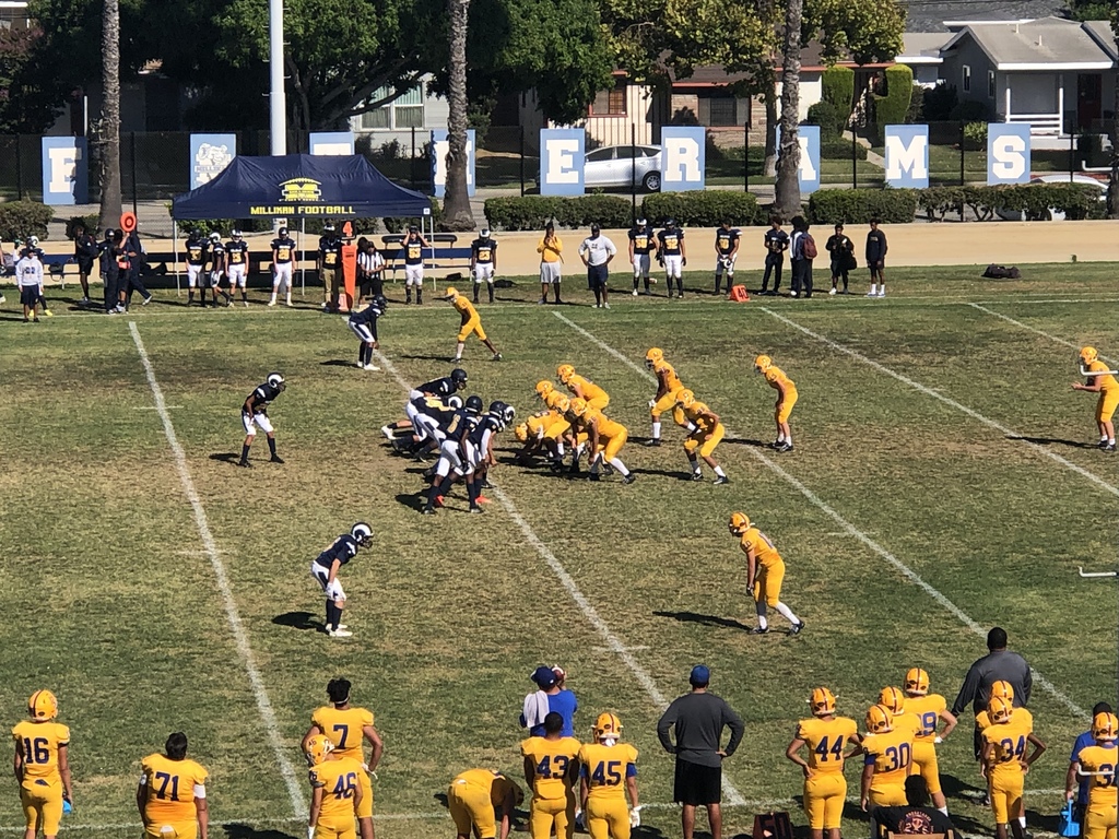 Millikan ahead 12-0 at halftime over La Mirada!  JV
