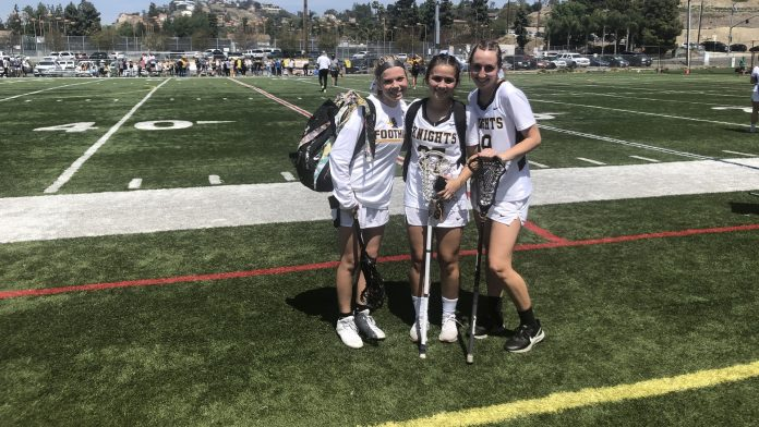 Elena Torres (pictured middle) led the Knights with five goals while Taylor Puma (pictured left) and Natalie Anderson (pictured right) both had three goals.