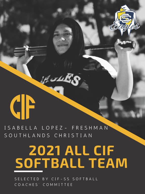 Congratulations to Isabella Lopez for being selected on the All CIF team!