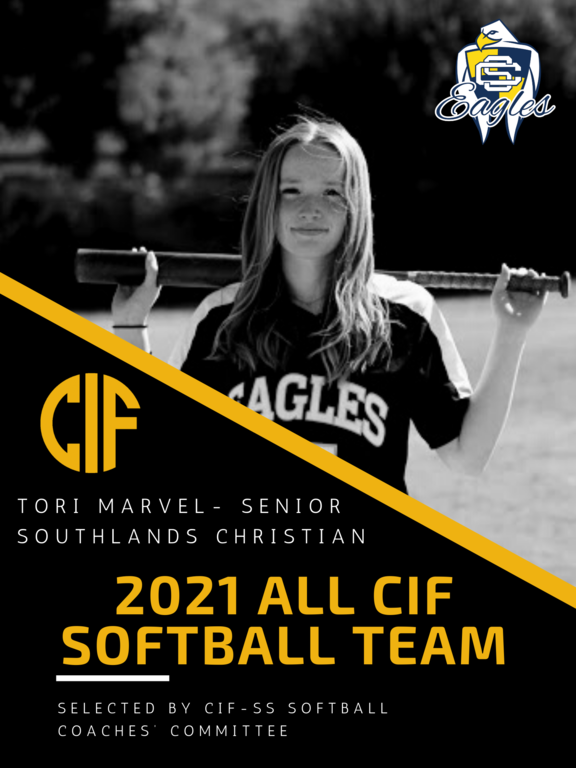 Congratulations to Tori Marvel for being selected on the All CIF team!