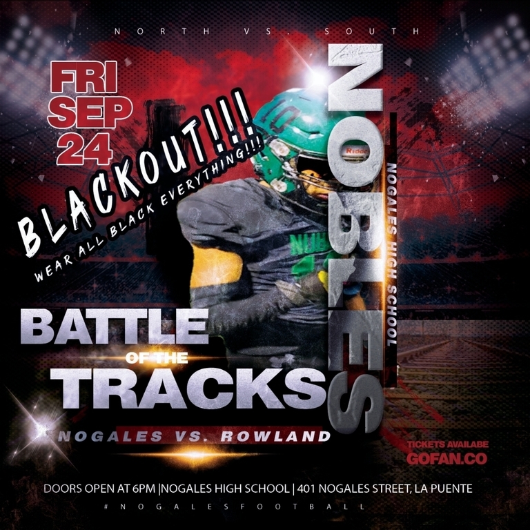 THE BATTLE OF THE TRACKS!!!! 
We're doing a blackout in the stands!! Spread the word! LET EVERYONE KNOW!  WEAR ALL BLACK EVERYTHING!! ⚫⚫⚫
