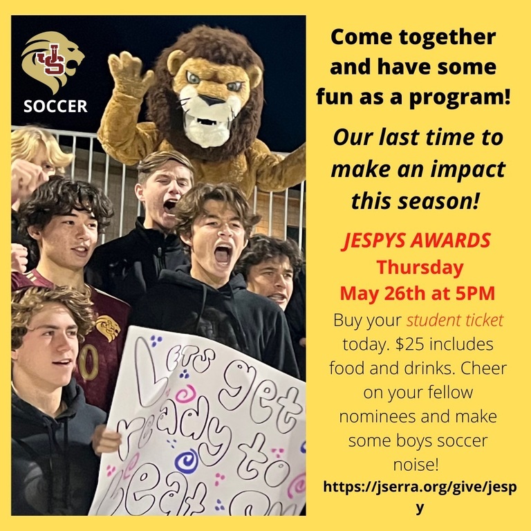 Buy your student tickets here!

https://jserra.org/give/Jespy
