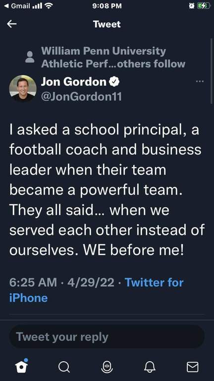 Something to think about before practice today. How are you contributing to the WE mentally? No need to comment or to tell me. Think about this and apply it everyday!