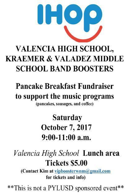 Pancake Breakfast!  Come out and eat some breakfast.  Buy your ticket from a member of the Tiger Regiment or at the door.  Only $5 each!